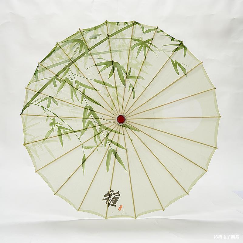 古风油纸伞绿竹荷花水墨演出复古吊顶装饰摄影古典舞蹈伞汉服道具