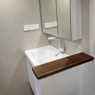 原木卫生间半墙板台面黑胡桃红橡木樱桃木板材隔断矮墙垛子窗台板