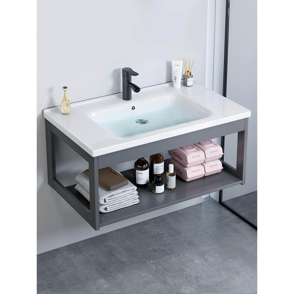 简易挂墙式洗手盆小户型家用陶瓷一体洗脸盆柜组合卫生间洗漱台池