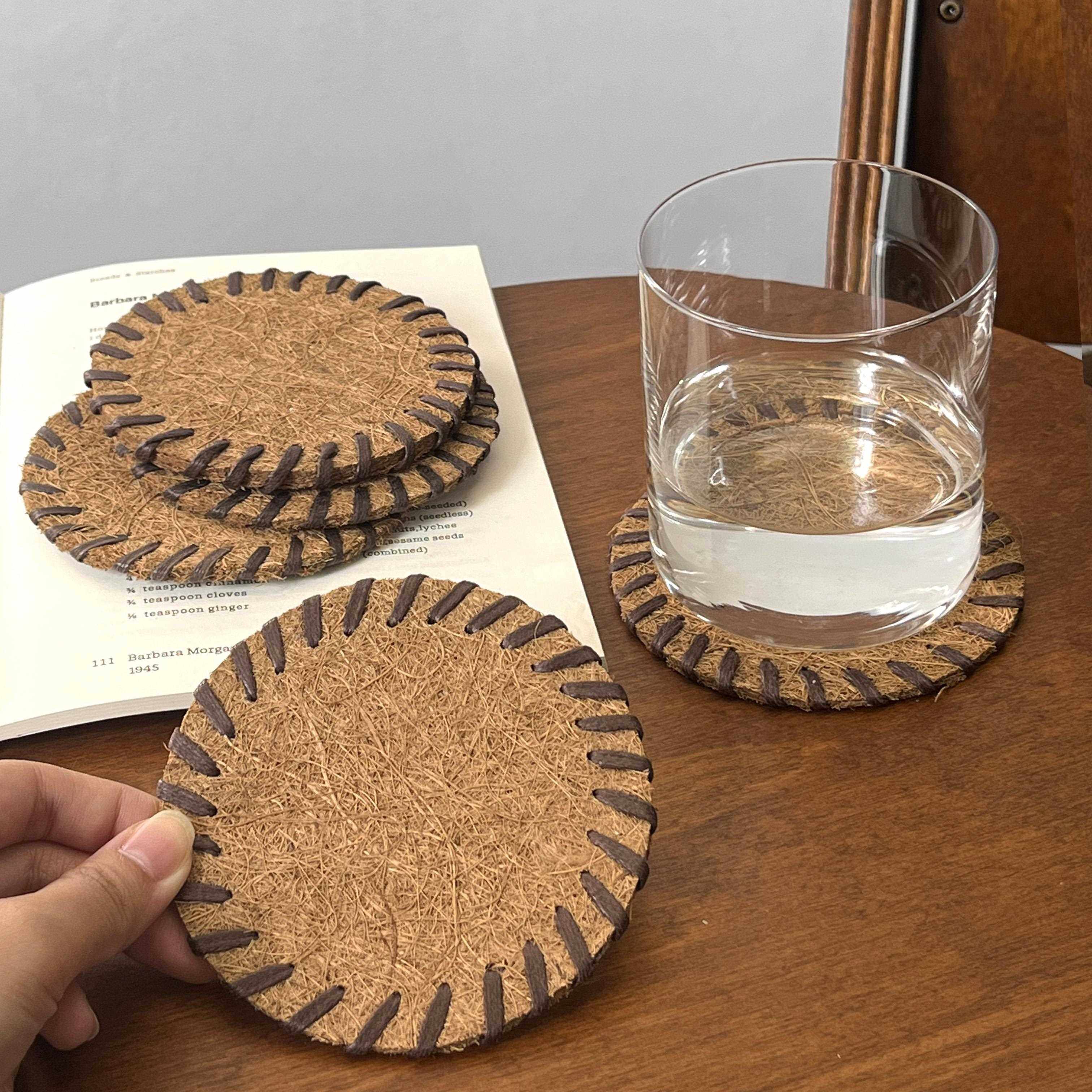 采购产品天然椰子丝手工编织的环保杯垫，咖啡杯，茶道备用零件，