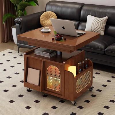 实木可移动茶几折叠可升降小桌子家用客厅巴士小户型沙发边柜边几