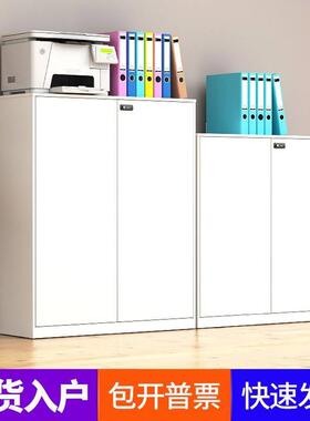 白色资料文件柜办公室桌边柜落地矮柜铁皮柜储物柜隔断柜子密码锁