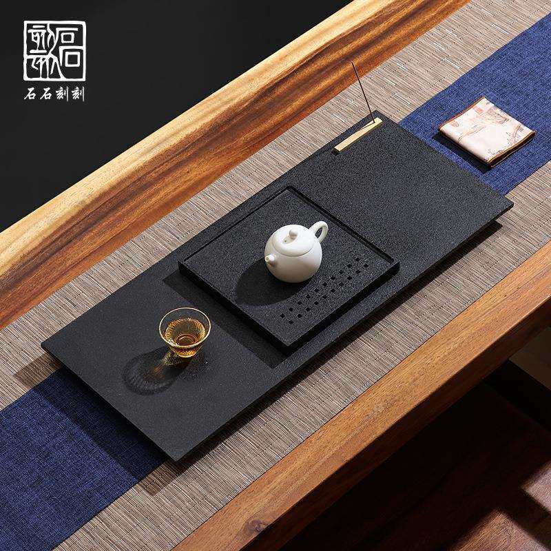 忆仟客天然整块乌金石茶盘轻奢2023新款中式高端客厅茶台茶海托盘