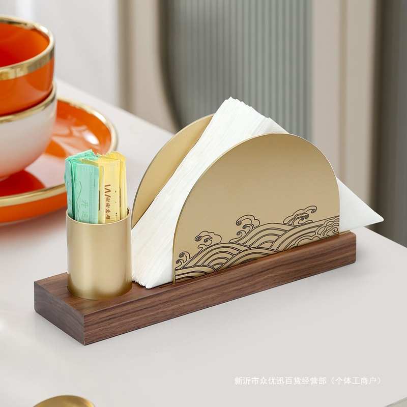 不锈钢特制纸巾座餐厅咖啡厅民宿压纸座餐巾纸巾架创意桌面收纳架