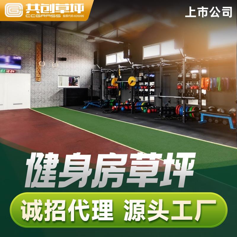 共创健身房草坪跑道刻度白线人工假草皮厂家供应室内地毯草果岭草
