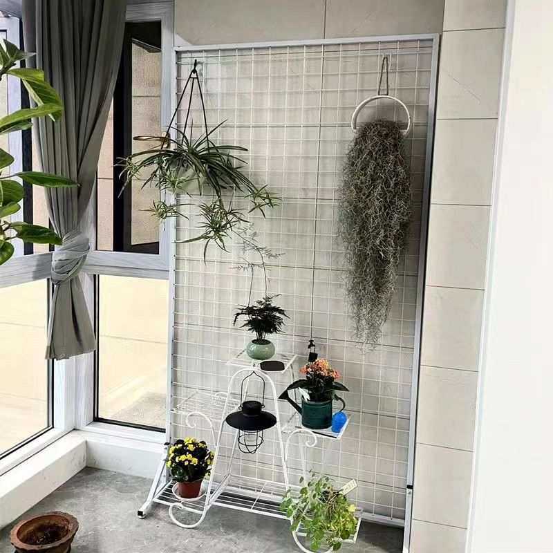 单面落地货架网格超市挂架饰品挂网作品展示铁网格收纳铁艺架靠墙