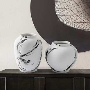 新中式陶瓷水墨花瓶花器摆件样板房展厅客厅售楼处大堂玄关装饰品