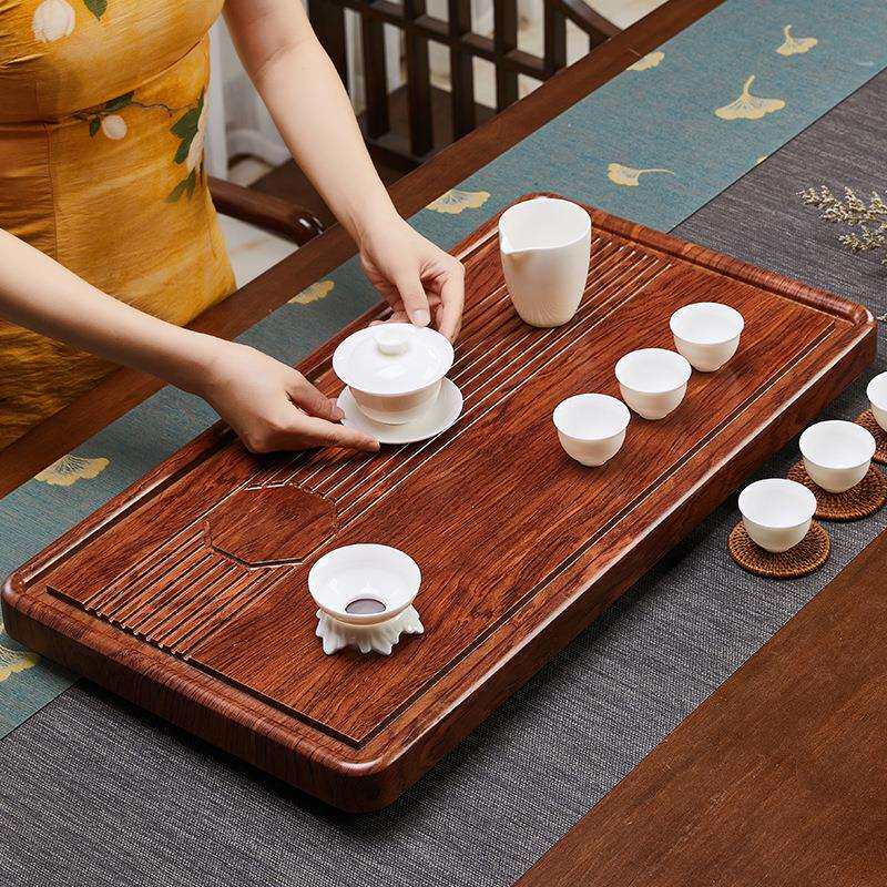 整块花梨木茶盘新中式客厅实木茶具套装家用仿原木简约排水泡茶台