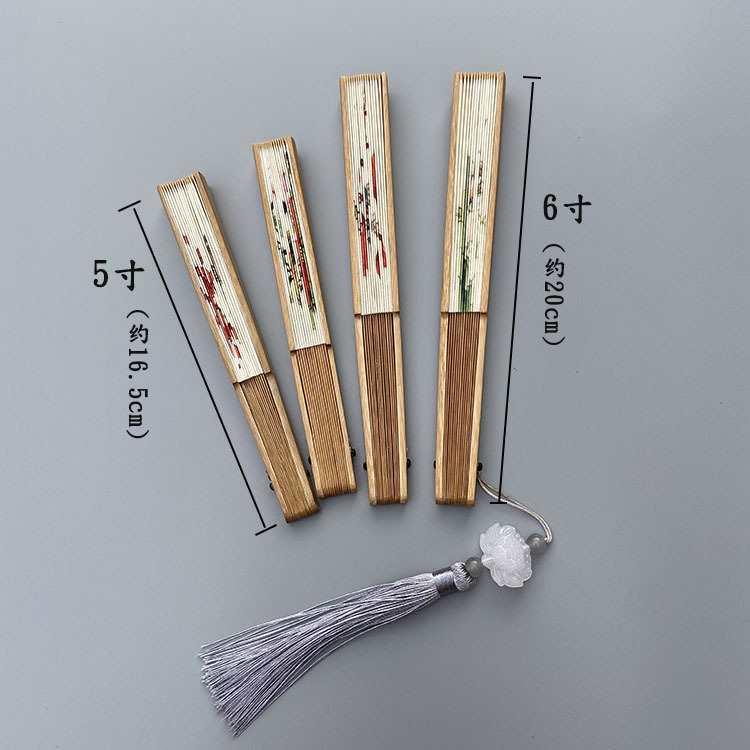 5寸6寸文玩折扇水磨玉竹手工迷你空白小扇子题字扇手绘扇可挂
