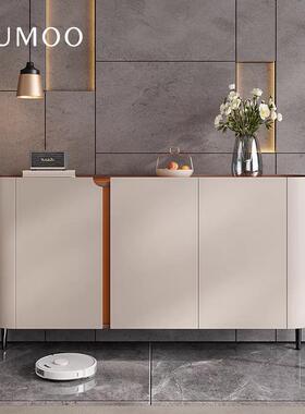 意式设计师橙色马鞍皮餐边柜现代卧室客厅储物柜家用入户玄关柜