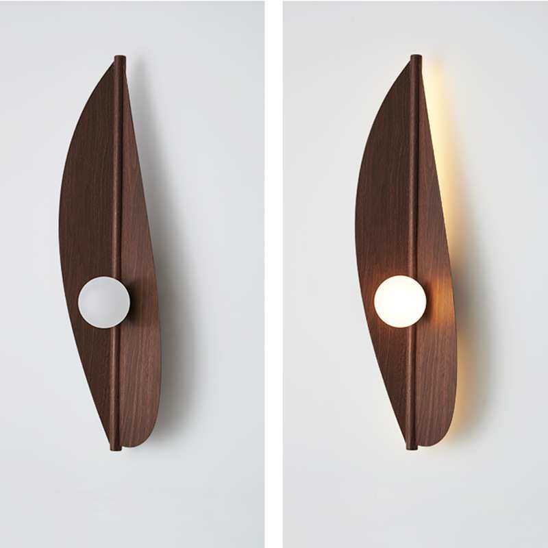 亚马逊跨境芭蕉树叶墙壁灯现代黑色金色卧室楼梯酒店客房床头灯