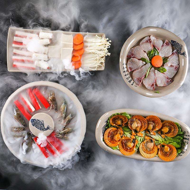 厂家密胺仿瓷饭店餐具创意异形酒店餐厅火锅盘子 刺身干冰盘