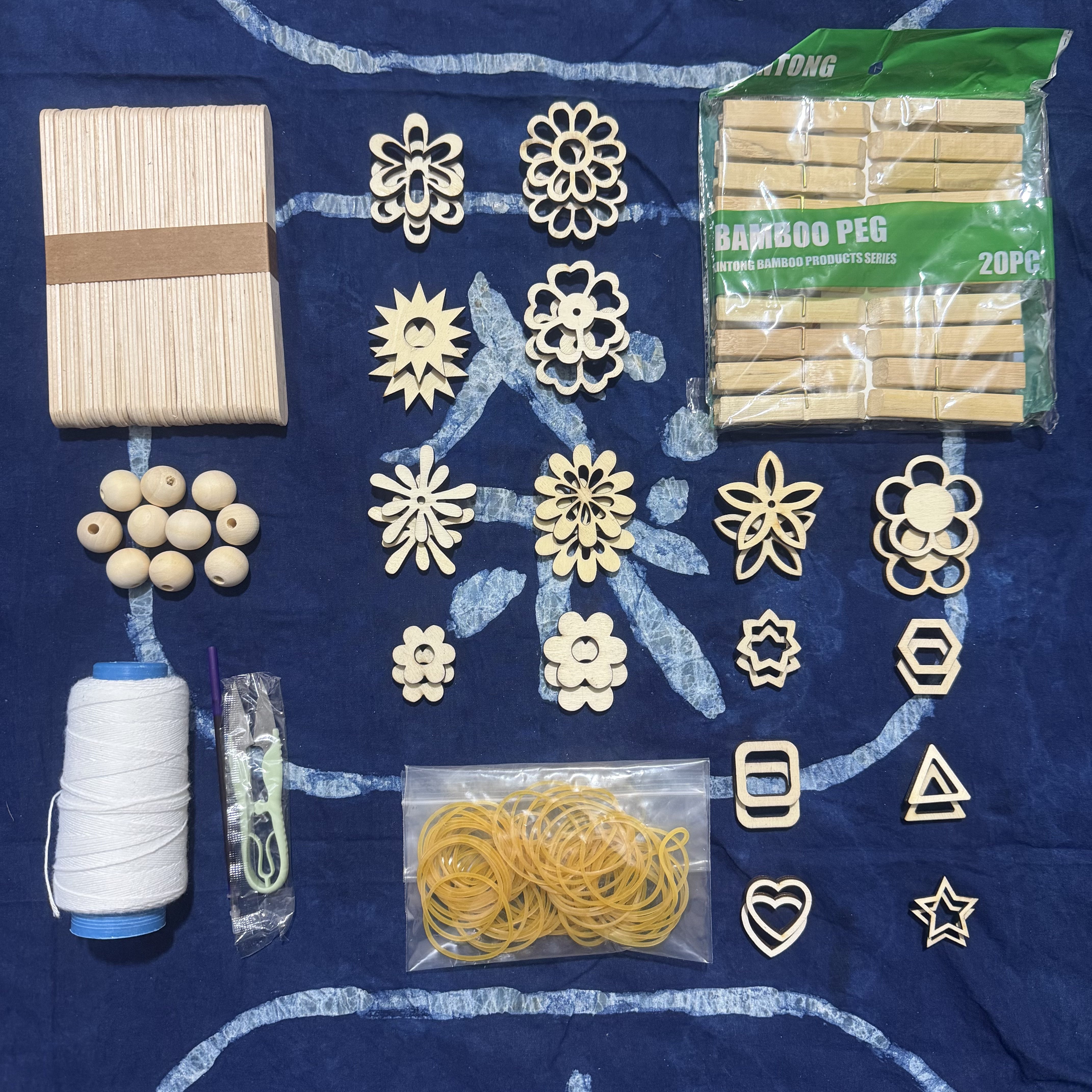 扎染工具DIY手工制作材料夹缬木制花朵镂空夹板 儿童研学文旅团建