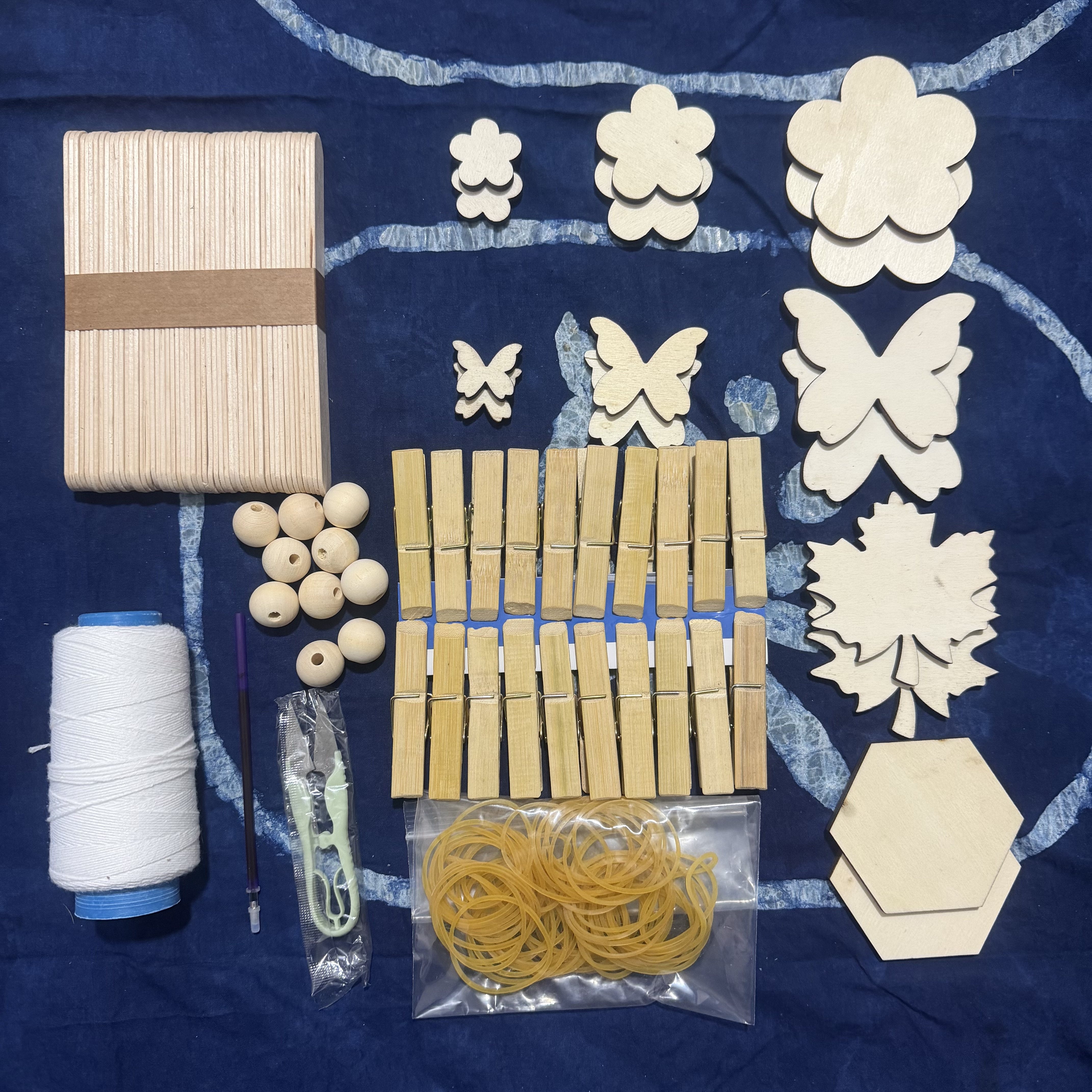 非遗扎染夹板手工DIY工具木制套装模板 蝴蝶图案儿童研学节日团建