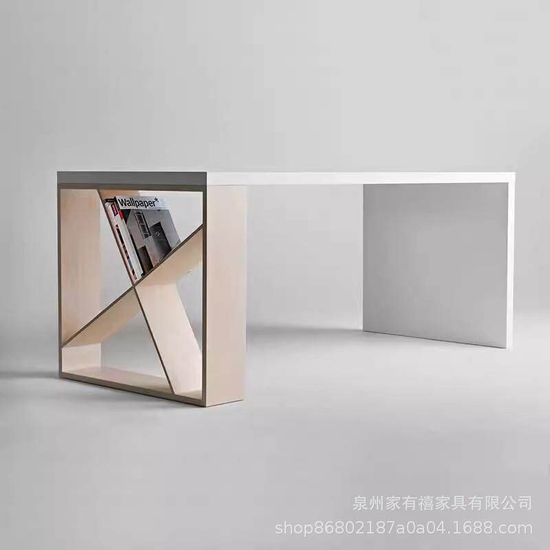 北欧实木会议桌长桌设计师办公桌工作台白色实木餐桌长条家用书桌