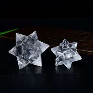 巴西天然白水晶梅尔卡巴摆件原石打磨立体12角家居办公桌装饰品