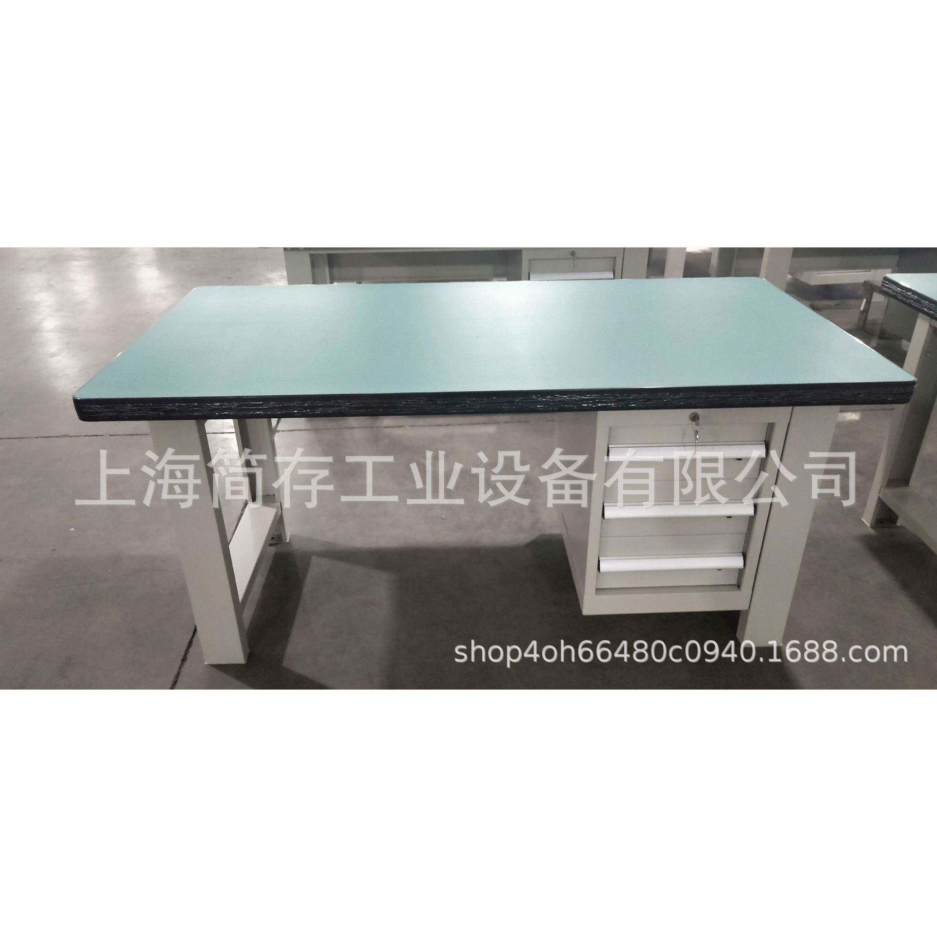 简存重型三抽防静电工作台 2毫米绿色胶皮复合操作台实验室钳工桌