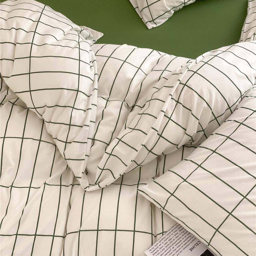 复古条纹针织天竺棉四件套全棉纯棉床单被套简约四季通用床上用品