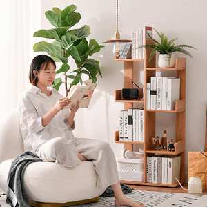 实木书架落地置物架创意树形客厅绘本架家用学生收纳简易儿童书柜