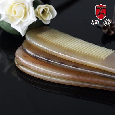 天然藏羊角梳子不易断头梳真牛角梳子女家用大号天然直发按摩梳