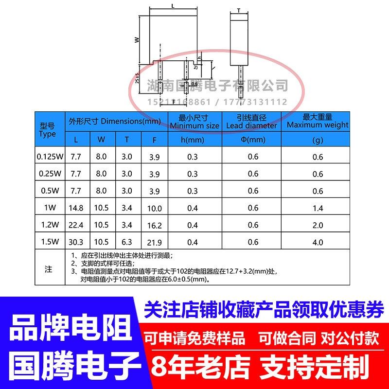RJ711电阻0.25W精密直流电流采样低温漂高精度金属箔无感4-20mA欧