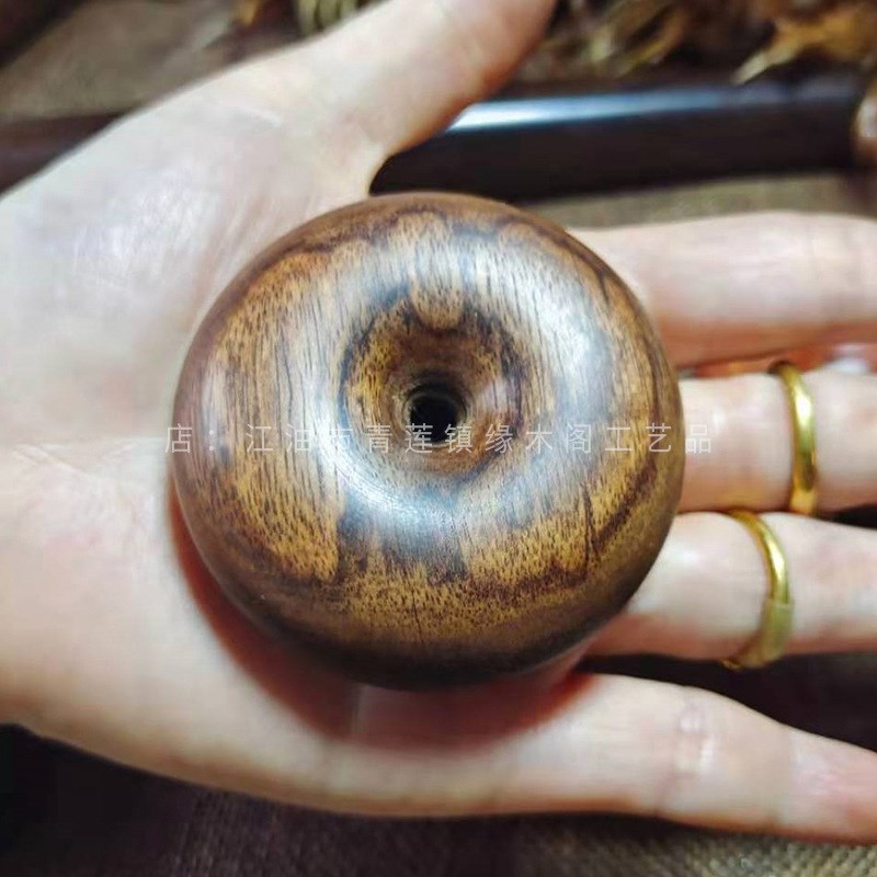 檀香木紫檀平安扣面包圈保健黑檀木质手把件实心工艺把玩挂件文玩