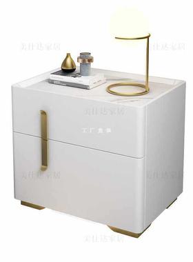 ft灰色烤漆全实木床头柜智能指纹锁岩板轻奢储物柜简约现代多功能