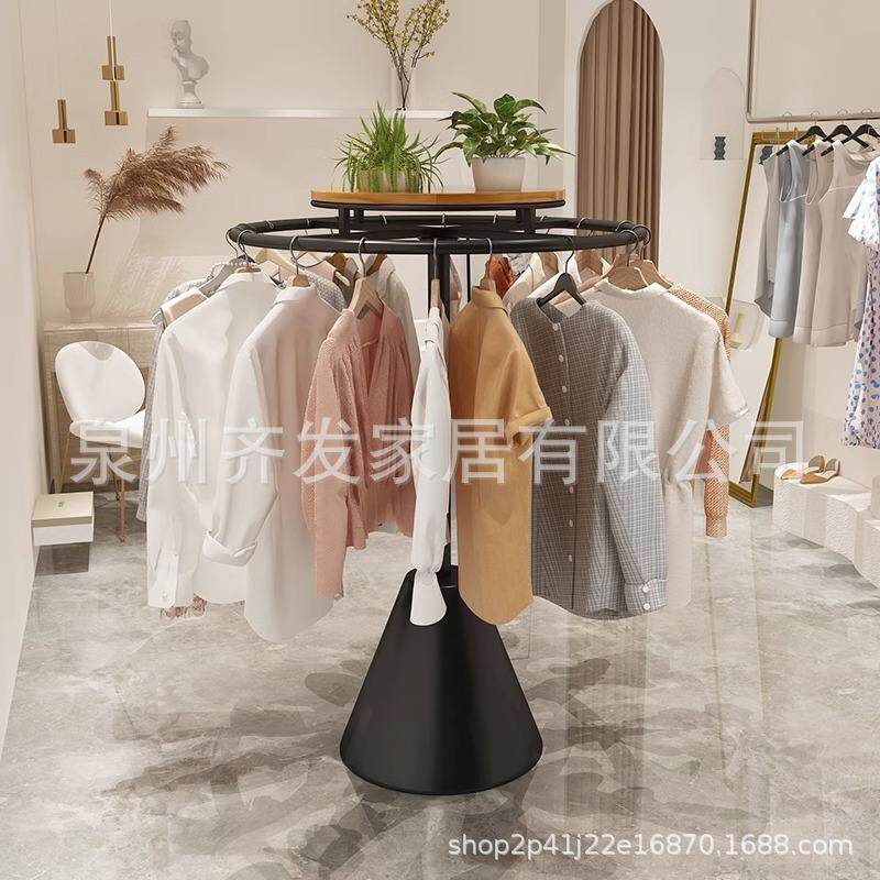 女装成人童装店展示架圆形旋转衣架中岛落地网红铁艺衣架可移动