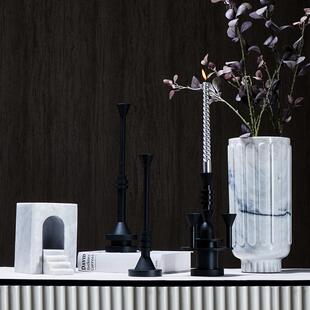 现代简约高级感大理石花瓶摆件样板间客厅茶几烛台装饰品组合套装