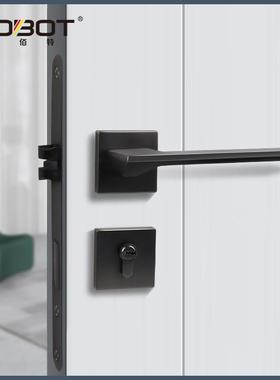 门锁室内卧室静音磁吸锁房门锁木门把手黑灰色家用通用型房间锁具