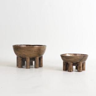 新中式复古装饰金属碗摆件样版房间展厅卖场茶几餐桌花器软装饰品