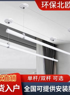 白色手动家用手摇晾衣架阳台升降晾衣杆单双杆顶装晒衣架凉衣神器
