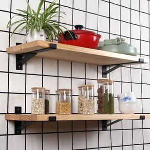 书架上墙上置物架承重力强实木一字隔板悬空搁板挂墙木板厨房昌震