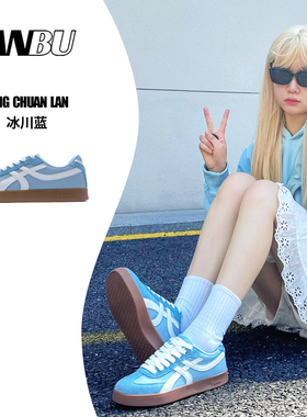 安步ANBU德训鞋蓝色女鞋2025新款秋季小众百搭超轻情侣运动休闲鞋