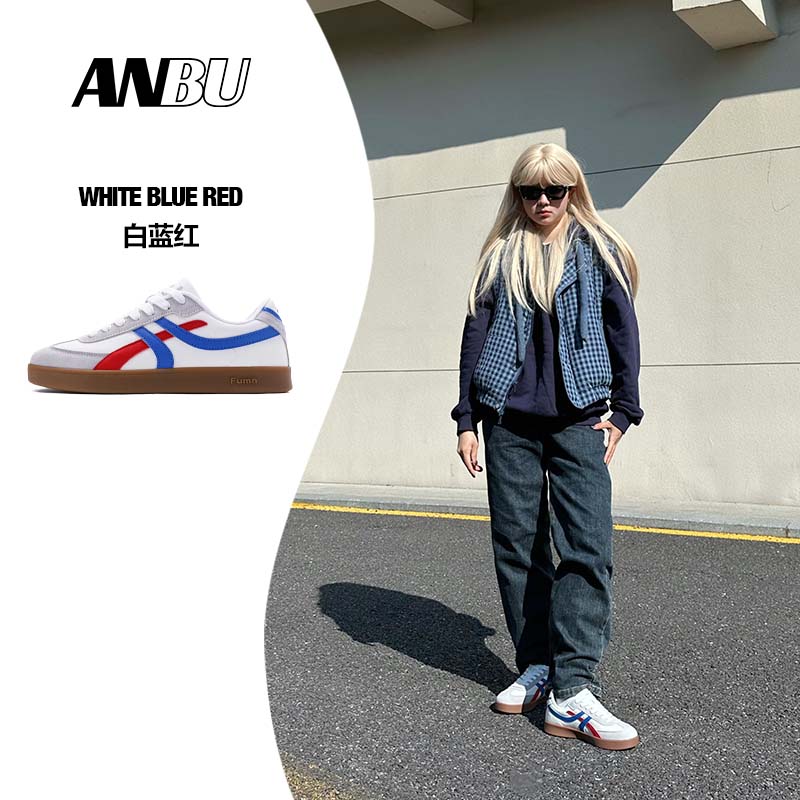 安步2025秋冬新款女鞋学生休闲低帮白蓝德训鞋百搭校园板鞋情侣款