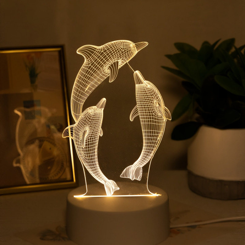 外贸跨境款LightingAccessories发光海豚创意夜灯海洋动物海豚