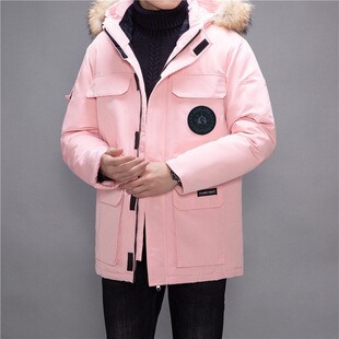 户外远征帅大鹅羽绒服加厚工装08款派克服飞行中长款石墨灰大衣