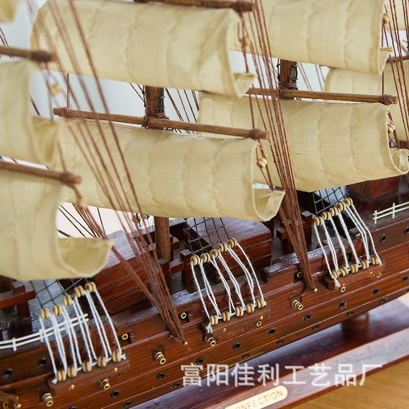 满载而归帆船工艺摆件办公室装饰地中海木质帆船模型礼品70