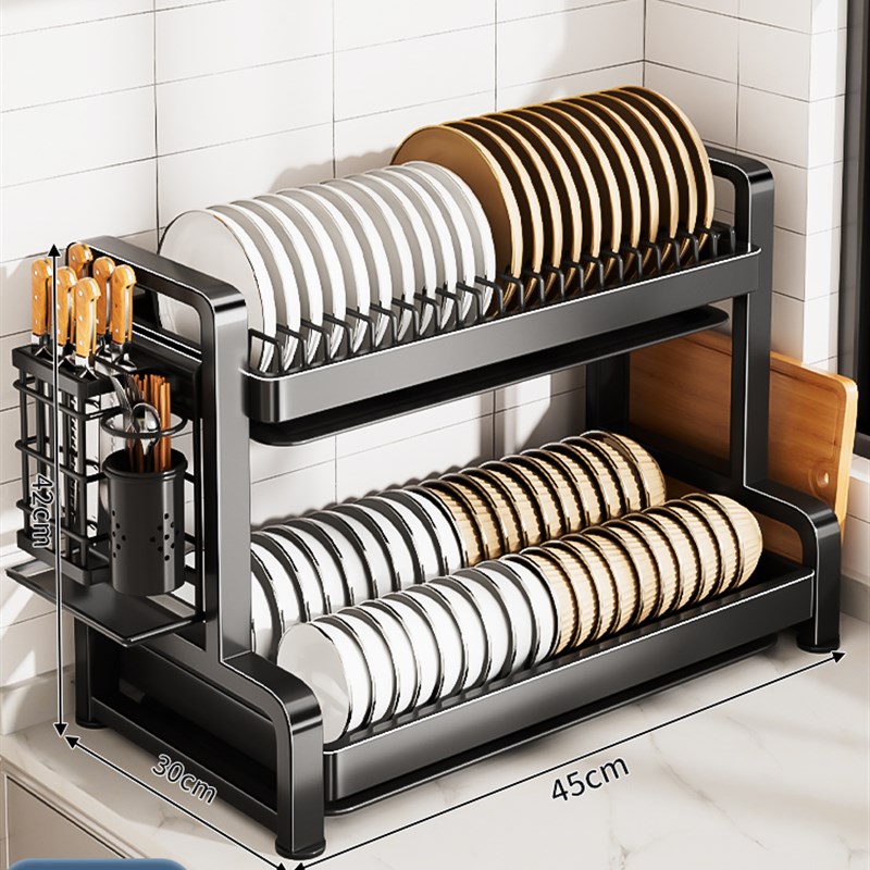 谋生304不锈钢碗碟收纳架厨房置物架多功能家用沥水碗架放碗盘筷