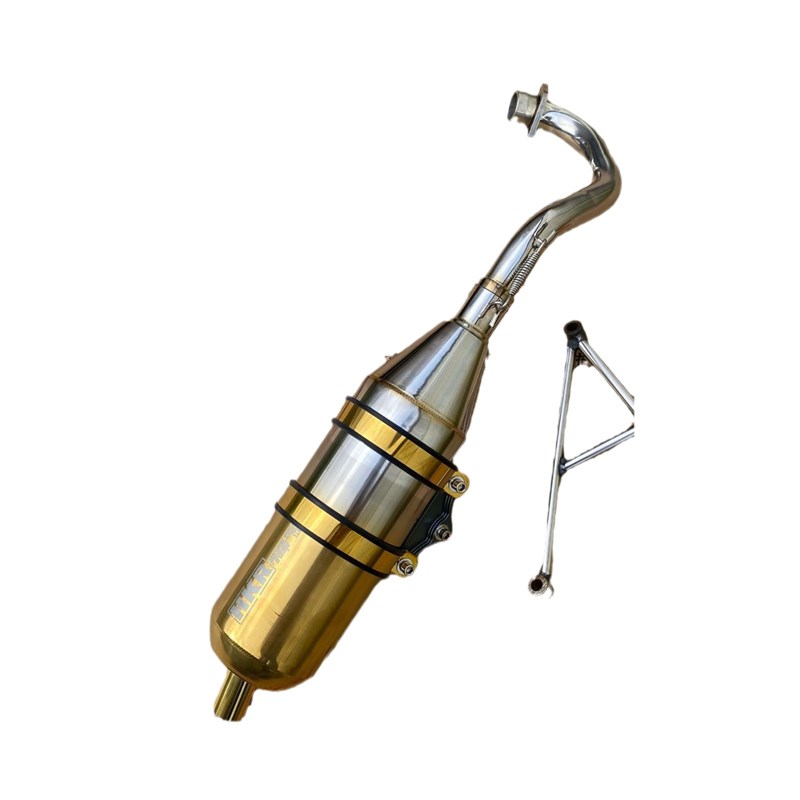 RS100CC福喜不锈钢上绕金色改装排气管 rsz酷奇车型电喷回压排气