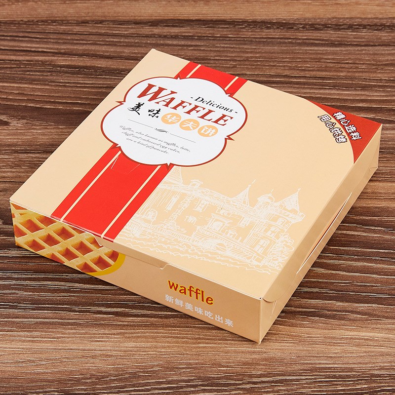 华夫饼外卖烘焙打包松饼盒白卡包装纸盒50个