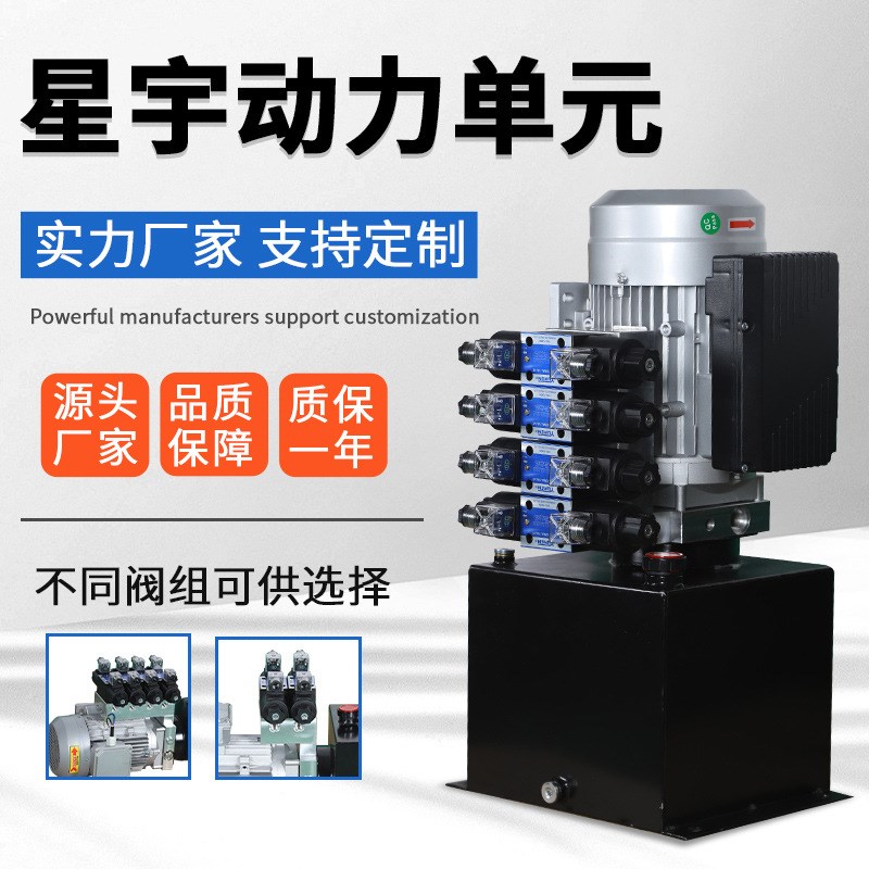 星宇液压动力单元总成220V小微型双向液压泵站电动升降平台油缸