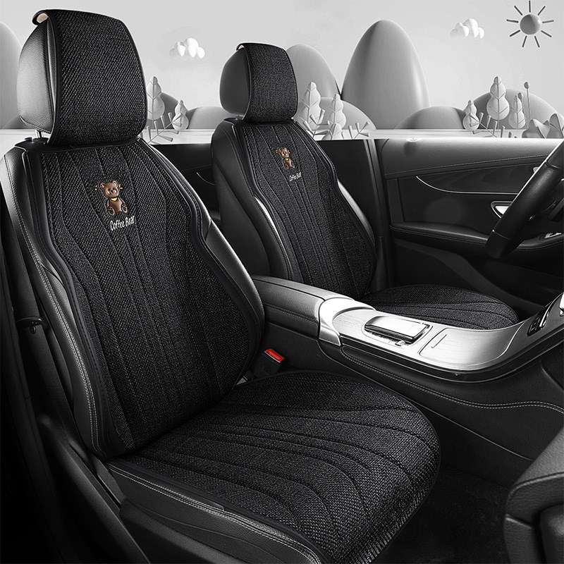 亚麻四季通用运动版汽车坐垫可爱夏季座椅垫车垫通风新款商务款