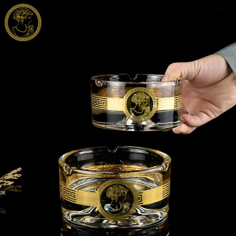伊丽莎白热销创意手工烟灰缸家用办公室圆形玻璃烟缸