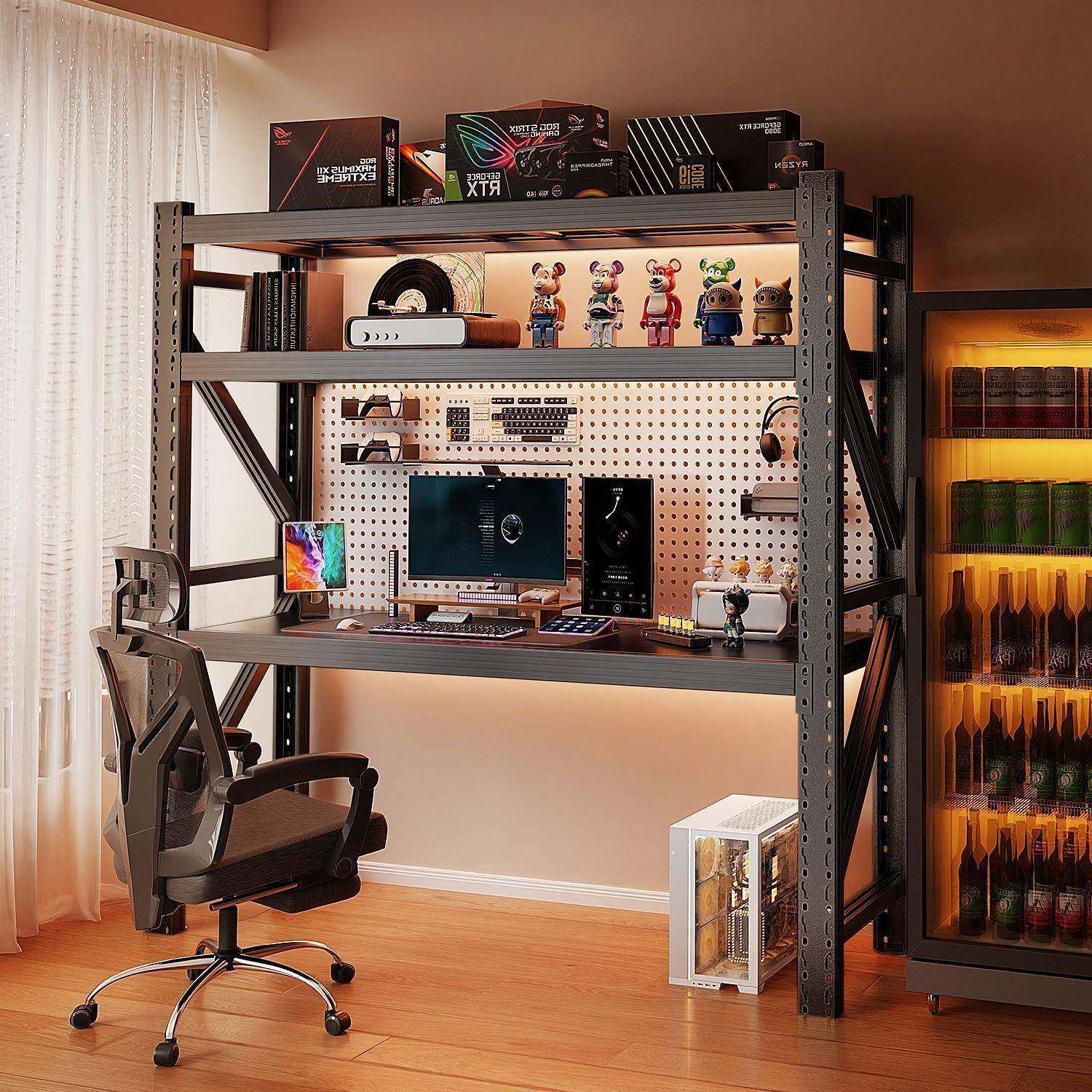 电脑桌椅套装一套加厚家用办公学习桌电竞房机械主机一体收纳架厂