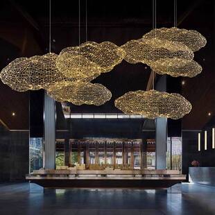铁丝网云朵吊灯创意餐厅售楼部商场中庭装饰灯店铺商用吊灯云吊灯