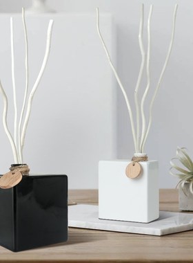 全季酒店同款禅茶香薰方形陶瓷空瓶扩香龙柳条干树枝装饰摆件