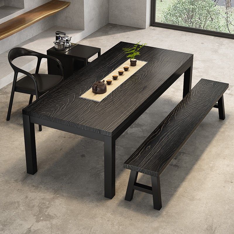 新中式实木大板茶桌椅组合侘寂风原木长方形家用办公室洽谈桌组合