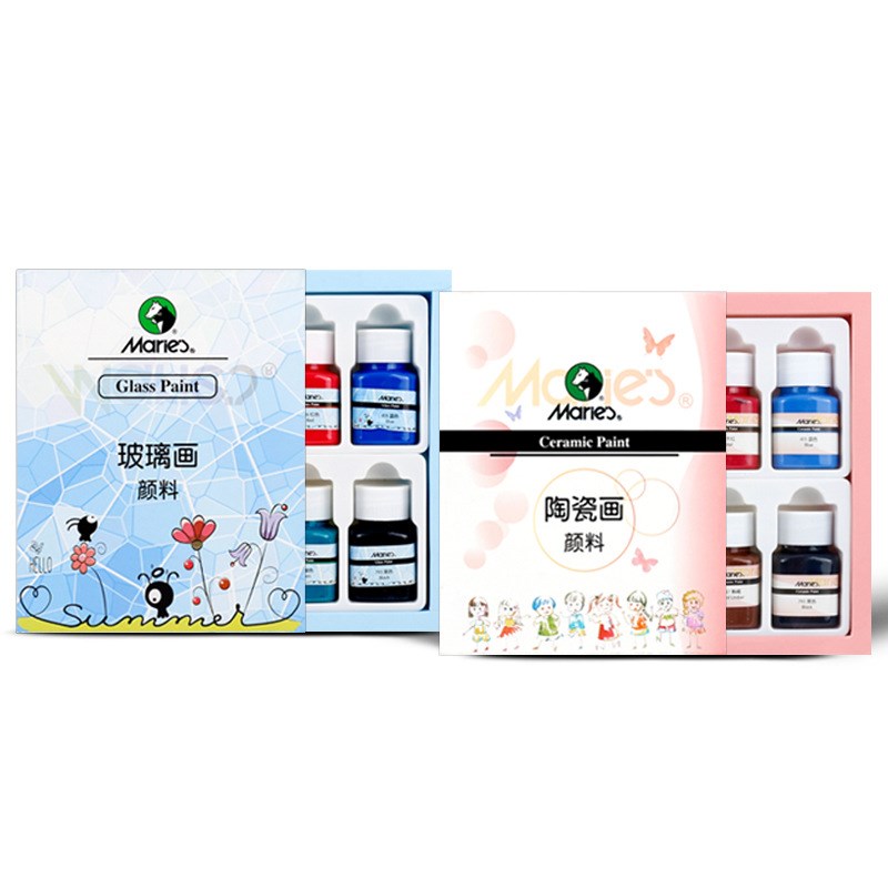 马利玻璃画颜料 陶瓷画颜料套装 手绘瓷盘碟花瓶免烤防水窗彩颜料