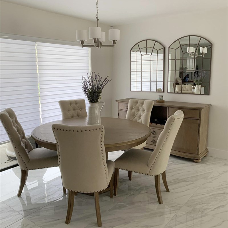 美式简约实木餐桌餐椅组合圆型家用小户型就餐桌法式吃饭桌子饭桌